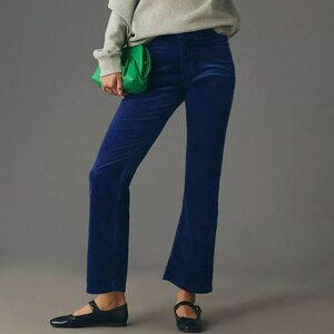 Anthropologie Yaya Mid-Rise Corduroy Crop Flare Jeans by Pilcro 29 Indigo Blue